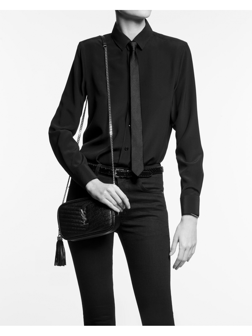 Мини-сумка Saint Laurent Lou из стеганой кожи Grain De Poudre с тиснением